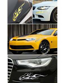3D Flame Totem Car Stickers 3D Soft Rubber Body Decoration Stickers Personalized Car & Motorcycle Decals Headlight Brow Stickers - A - View 6