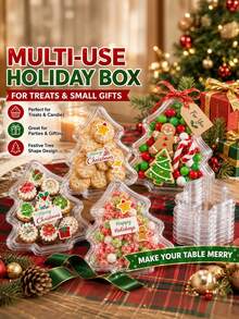 Bộ 30 hộp đựng tráng miệng hình cây thông Noel (15 hộp + 15 nắp), hộp nhựa trong đựng kẹo, bánh quy, cupcake có nắp cho tiệm bánh, quà tặng tiệc, quà Giáng sinh, trang trí bàn tiệc lễ hội và trang trí món tráng miệng - Trong sáng - Xem 8