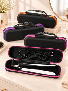 1pc Minimalist Rectangular Hard Storage Box, Contrast Zipper & Handle, Dust-Proof, Hair Styling Tool Organizer, Bathroom Accessories, Travel Essentials, Suitable For Daily Use & Holiday Trips - Multicolor - View 5