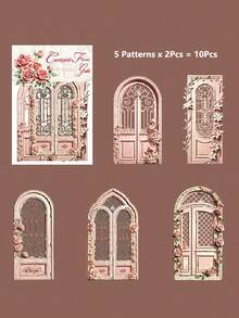10pcs Vintage Garden Flower Gate Hard Card Stickers, Scrapbook DIY Collage Decoration, Journal Planner Material - Garden Gate - View 14
