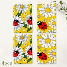 2pcs Yellow Daisy & Ladybug Print Kitchen Towels, Cute Red & Black Ladybug With White Flower And Green Leaf Pattern Hand Towels, Fresh Spring/Summer Pastoral Style Absorbent Dish Cloths Tea Towels, Suitable For Kitchen Cooking, Baking, Cleaning Wiping And Home Decor, Floral & Insect Theme Holiday Gift - Multicolor - View 8