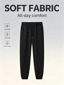 1pc Women's Spring/Autumn Soft Comfortable Breathable Jogging Fitness Sports Long Pants Cuffed Sweatpants, Outdoor Casual, Drawstring Waist - Black - View 4