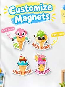 1/3/5/10pcs Personalized Customized Text Ice Cream Fridge Magnets, Vibrant Durable Refrigerator Door Decoration Magnets, Cute Practical Kitchen Home Decor Ornaments, Unique Customized Gifts For Family And Friends On Valentine's Day, Christmas, Birthday - Multicolor 2 - View 1