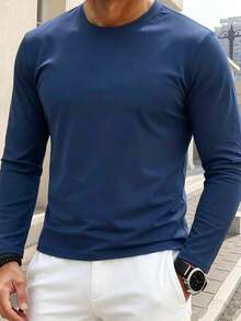 3pcs/Pack Men's Spring/Autumn Sports T-Shirt, Solid Color Long Sleeve Classic Versatile Fashion Top - Multicolor - View 11