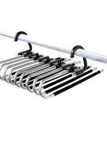 Multi-Layer Pants Rack, Space-Saving Closet Storage, Metal Non-Slip Pants Rack, Multi-Rod Design, Suitable For Jeans, Leggings, Skirts, Pants, Scarves Closet, Bedroom Closet, Apartment Clothing Storage Accessories - Multicolor - View 13