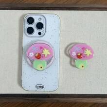Autumn New Mushroom Phone Stand, Adhesive And Magnetic Options, Phone Back Stand, Desktop Stand, Suitable For Halloween And Christmas Gifts - Pink - View 2