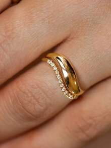 4pcs/1pc 18K Gold Plated Multi-Layer Streamlined Ring Set, Women's Ring, French Style, Luxury Gift Jewelry For Women - Gold - View 7