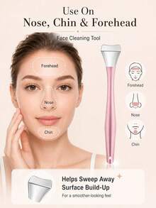Minimalist Curved Metal Scraper, Smooth Wide Edge, Slim Ergonomic Handle, Precise Scraping Design, Nose, Chin And Forehead Care Blackhead Removal Tool, Bathroom Vanity, Travel Use, Daily Skincare, All-Season Facial Pore Cleaning Accessory - Multicolor - View 6