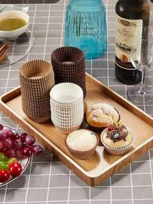 100/200pcs Standard Cupcake Liners, Grease-Proof Paper Muffin Liners,Dessert Cups, Baking Cups,Non-Stick Parchment,Cake Mold,Cake Tin,High-Temperature Resistant Baking Tray,Suitable For Baking,Kitchen,Christmas,Mother's Day And Party Use - Multicolor - View 4