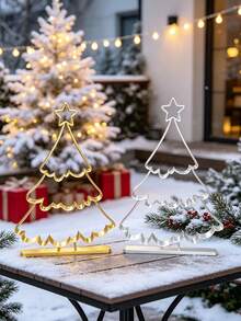 Linear-Style Christmas Tree Tabletop Ornament. A Festive Piece Suitable For Display On Dining Tables, Cabinets, Or In The Living Room; Its Versatile, Neutral Style Complements A Wide Range Of Home Interiors. - A - View 9