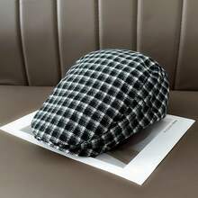 OBOVAY 1pc Men's Wool Plaid Newsboy Cap, Autumn New Vintage Artistic Flat Cap, Suitable For Daily Streetwear - Multicolor - View 12