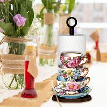This Kitchen Paper Towel Holder Features A Stylish Teacup Pattern, Can Also Be Used As A Bathroom Toilet Paper Holder, And Is Suitable As A Decoration For Afternoon Tea Gatherings, As Well As For Use In The Kitchen, Living Room And Other Areas. - Multicolor - View 3