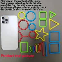 DIY Building Block Set, Random Color And Shape Geometric Construction Toy, Educational Interlocking Rods And Rings, Develops Hands-On Ability, Logical Thinking And Spatial Imagination, Classroom Activities And Creative Games, Colorful Design, Durable And Material, Not Easily Damaged, Rich Gameplay, Halloween And Christmas Gift. - Multicolor - View 4