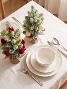 Pohon Natal Mini, Sempurna untuk Dekorasi Rumah dan Meja. Dilengkapi dengan Buah Beri Merah dan Kerucut Pinus, Kepingan Salju, dan Daun Hijau. Cocok untuk Dekorasi Natal, Dekorasi Meja, Dekorasi Rumah, dan Dekorasi Ruangan. - A - View 9