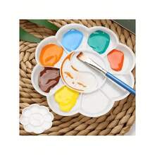 1pc Mini Flower Shape Plastic Paint Palette - Art Paint Tray For Watercolor, Acrylic And Gouache Oil Painting Mixing - Multicolor - View 5