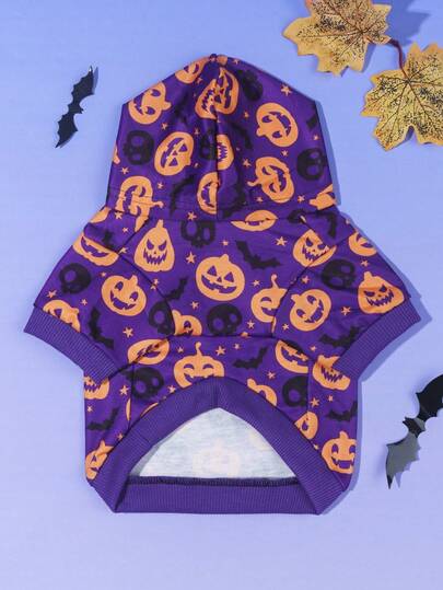 LUCKIE PAW 1pc Halloween Ghost Funny Pattern Pet Sweatshirt, Physical Flea Protection, Reduces Shedding, Warm & Breathable Dog Vest, Suitable For Small & Large Dogs And Cats, Indoor & Outdoor