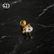1 Buah Anting-anting CZ Berkilau Bentuk Salib Marquise Bunga Jahat ASTM Titanium Padat Ulir Internal Bertatahkan Gugus Zirkonia Datar untuk Bibir Hidung Tragus Tulang Rawan - 1 tindik bibir titanium - View 15