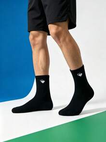1/5/10 Pairs Couple Matching Heart Socks, Minimalist Love Letter Pattern, Versatile For Daily Wear - Multicolor - View 4