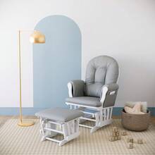Storkcraft Premium Hoop Glider & Ottoman, Natural/Beige - White/Light Gray - View 2