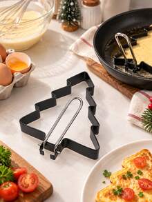 1 khuôn tạo hình trứng cây thông Noel, khuôn tạo hình bánh pancake ngày lễ có tay cầm gấp gọn, dụng cụ nấu bữa sáng cho trứng và trứng cuộn, đồ dùng bếp cho brunch ngày lễ - Nhiều màu - Xem 6