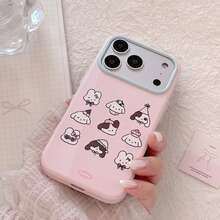 Casing Ponsel Minimalis Motif Anak Anjing Colorblock Kompatibel dengan Apple 18 Pro Max, New 17 Pro/15 Pro Max, Pelindung Anti Jatuh dan Tahan Guncangan untuk 16 Pro - Berwarna merah muda - View 5