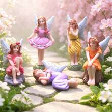 5pcs Mini Fairy Girl Decorative Figurines, Resin Crafts For Flower Pots, Garden Plants, Landscape Decor, Angel Figurines, Perfect Gift For Friends - A - View 4