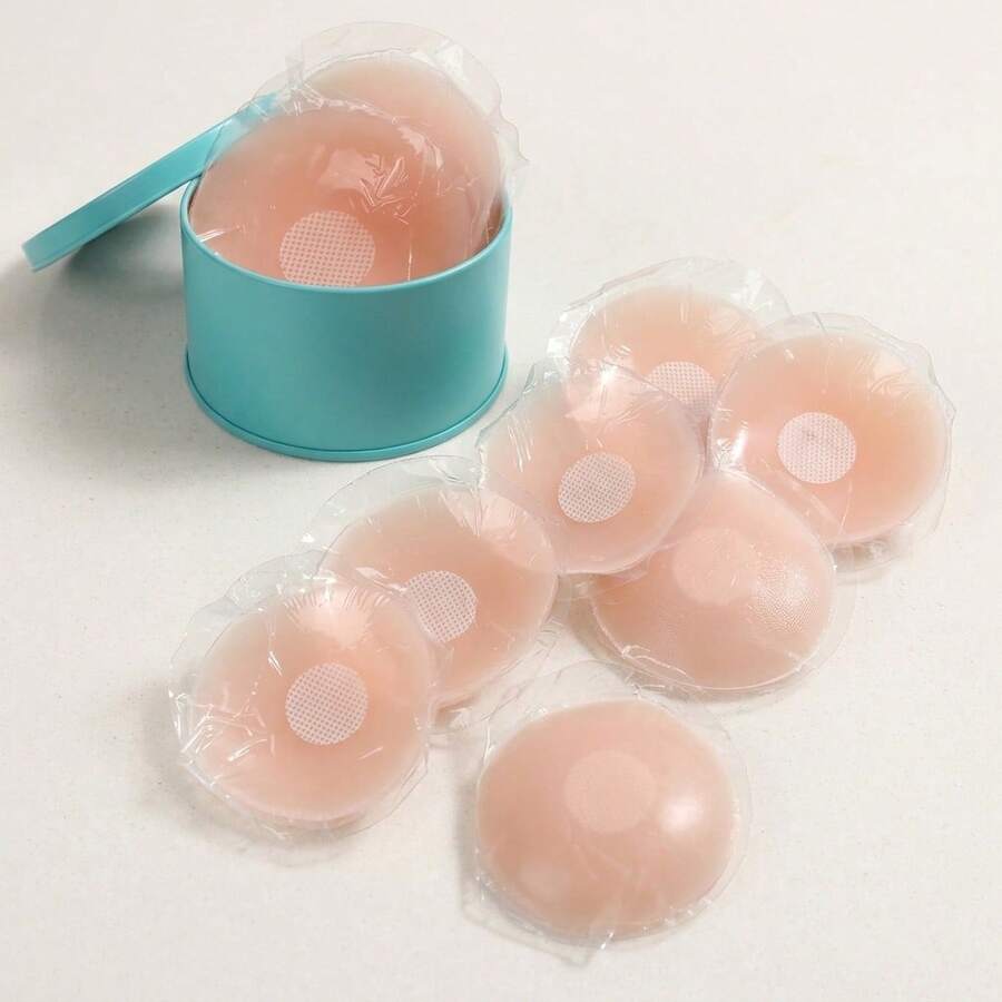 Reusable Breast Petals Lift Invisible Silicone Bra-Less Pasties Pad Nipple Cover Invisible Petal Adhesive Stick On Bra For Women - Apricot - View 1