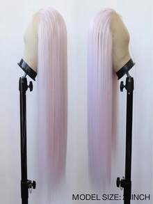 Wig Lace Depan Lurus Warna Pink Muda untuk Halloween, Panjang 26 Inci, Wig Lace Sintetis yang Sudah Dipetik Sebelumnya untuk Wanita, Tahan Panas, Wig Berwarna untuk Penggunaan Sehari-hari - MultiWarna - View 8