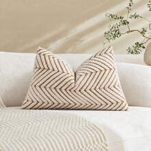 1pc Brown & White Bohemian Geometric Plush Decorative Pillow Cover (Pillow Insert Not Included), Reverse Side In Fleece Fabric, Square Cushion Cover, Holiday Home Pillow Decor, Soft & Comfortable Plush Material, Modern Decor For Sofa, Home & Bedroom,Fall Decor,Autumn Decor,Room Decor - Brown and White - View 8