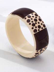 1/2pcs Black & White Polka Dot Bracelet Set, 2pcs Thick Metal Open Bangle, Vintage Fashion Women's Personalized Jewelry - Multicolor - View 5