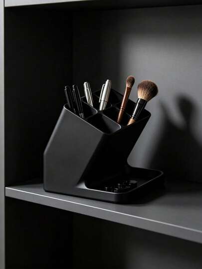 1pc Multi-Compartment Desktop Organizer, Makeup Storage Box, Office Supplies Pen Holder, Suitable For Home Storage, Home Decor, Bathroom Accessories, Bedroom Decor, Living Room Coffee Table, Bedroom Nightstand, Office Desk Use, Practical Desktop Storage Rack, Back To School, Halloween, Christmas Gift Best Choice For Friends, Slouchy Person Organization Essential Storage Item