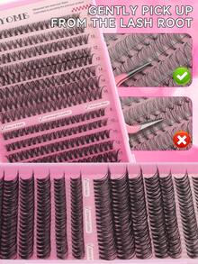 640/592/576 Clusters Segmented Lash Extensions, 8-16mm D Curl 10D-150D Fluffy Thick Individual Lashes, Waterproof Ultra-Soft Single Cluster Eyelashes For Daily Wear, Dating, Party, Christmas, Halloween. - Multicolor - View 12