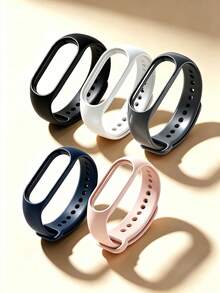 5pcs/2pcs Neutral Solid Color Soft Silicone Watch Band, Compatible With Xiaomi Mi Band 7/6/5/4/3, Replacement Sports Wristband Accessory Gift - Multicolor - View 18
