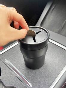 1pc Rhinestone Decorated Leak-Proof Multi-Function Cup-Shaped Car Trash Can - Rhinestones - View 7