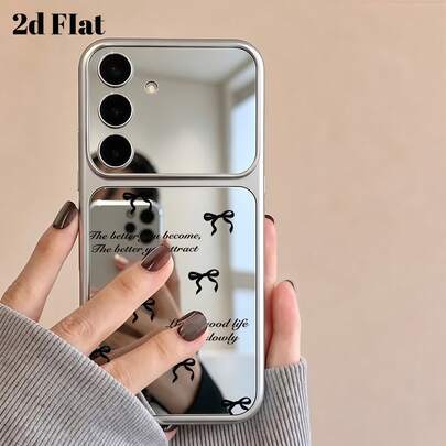 Creative Black Bowknot Inspirational Slogan Pattern Spray-Painted Mirror TPU Full Coverage Phone Case Compatible With Galaxy S26 S25 S24 Ultra S24 Plus S24 FE S23 S22 A55 A54 A53 A52 A50 A30 A42 A35 A34 A33 A25 A24 A20 A30 A15 A17, Smart 8/ Hot 40i/Spark 20/Spark 20C/Spark Go 2024/ G84/ A7 Pro/Honor X9A X9B X9C X9D X5 X5B X5C X6A X6B X6C X6D X7A X7B X7D X8A X8B X8C X8D X9A X9B X9C 400 Lite 600 600 Pro 600 Lite