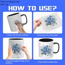 12pcs/Set Elegant Blue Rose Flower Theme Patten UV Transfer - For ...