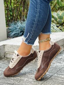 Women's Casual Sports Shoes, Retro Versatile Soft Sole Lace-Up Sneakers - Brown - View 6