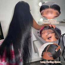 13*4 Lace Front Human Hair Wig, 26 Inch Straight Human Hair Lace Front Wig For Women, 180% Density Natural Black Color, HD Transparent Lace Closure Human Hair Wig - Natural Black - View 9