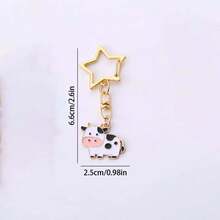 1/4pcs Cute Cow Keychain, Star-Shaped Buckle Design, Colorful Bag Pendant Charm, Suitable For Handbags, Backpacks, Keys And Zipper Decoration, Christmas Holiday Small Gift - Quantity - View 17