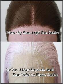 Wig Lace Depan Lurus Warna Pink Muda untuk Halloween, Panjang 26 Inci, Wig Lace Sintetis yang Sudah Dipetik Sebelumnya untuk Wanita, Tahan Panas, Wig Berwarna untuk Penggunaan Sehari-hari - MultiWarna - View 5