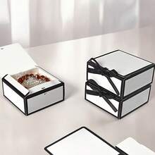 10/5/1 Set Minimalist Black & White Plaid Ins Style Black Bow Gift Box, High-End Foldable Square Surprise Gift Box With Ribbon Design, Jewelry Box, Suitable For Birthday Party, Daily Use And Holiday Party - Multicolor - View 8