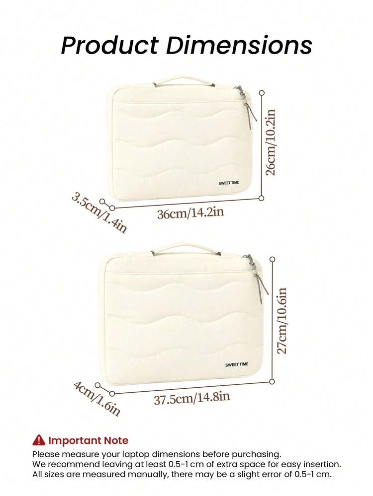 Lightweight Quilted Laptop Sleeve, Soft Thick Padded With Top Handle, Fashionable Wavy Stitch Design, Waterproof Business Briefcase/Tablet Protective Case, Suitable For Office, Commute, Travel, Daily, University Campus And Back To School Season - Multicolor - View 10