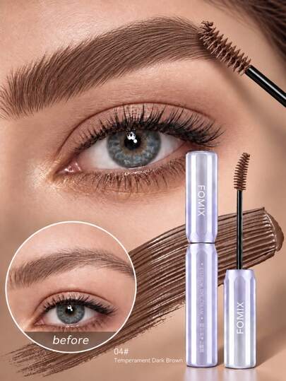 FOMIX جل ماسكارا صبغة الحواجب الطبيعية مع فرشاة دقيقة، جل حواجب بنغمة ناعمة، يخلق شكل حواجب واضح وكامل، سهل التطبيق، شعور مكياج خفيف الوزن، مكياج يومي للنساء - 04# بني داكن