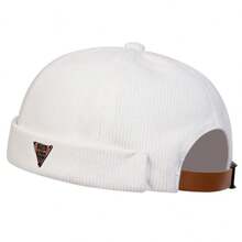 1pc Men's Triangle Logo Corduroy Newsboy Cap, Fashionable Flat Cap, Casual Warm Hat Suitable For Autumn/Winter Travel, Windproof Winter Warmth - Multicolor - View 3
