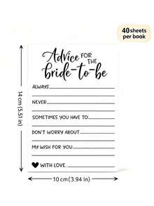 1/2/4pcs Bride-To-Be Advice Cards, Bridal Shower Advice Notes, Wedding Guest Book, Bridal Shower Game Supplies - one-size - View 4