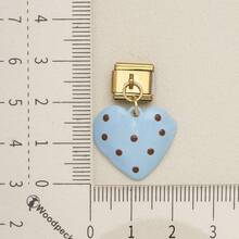 1pc Cute Chocolate Blue Enamel Zinc Alloy Charm, Heart Star Bow Bear Dangle Pendant For DIY Bracelet Necklace Jewelry Making - Blue and Coffee Color-block Design - View 10