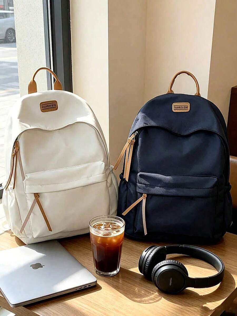 1pc Multi-Color Solid College Style Backpack, Multi-Pocket Large Capacity Lightweight Student School Bag, Convenient For Organizing Books, Stationery And Daily Essentials, Suitable For Campus Learning, Commuting, Short Trips And Outdoor Leisure, Reduces Clutter And Carrying Burden, Back To School, Birthday And Christmas Gift - Multicolor - View 1
