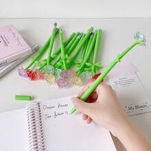 Cartoon Girl Heart Style Realistic Rose Flower Neutral Pen, Replaceable Refill, Journaling Pen, Christmas Valentine's Day Student Gift Pen - A - View 5