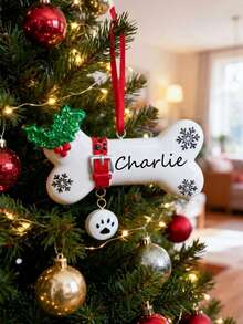 1/2pcs Personalized Pet Christmas Stocking Dog Bone Ornament Set, Custom Pet Christmas Stocking, Holiday Decor Stocking, Festive Tree Hanging For Dog Owners, Unique Xmas Gift For Pet Lover - Multicolor - View 6