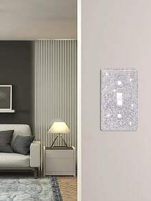 1pc Power Socket Panel Cover/Outlet Protector, Silver Rhinestone Inlaid Shiny Decorative Light Switch Panel (Suitable For Bedroom And Home Decor); Also Includes Home Decor Stickers/Wall Decals/Vinyl Stickers, Suitable For Spring Home Refresh, Decorative Accents And As Birthday Or Graduation Gifts. - Multiple Styles - View 2